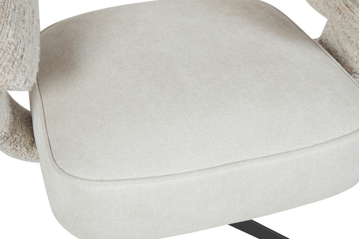 RELAXSESSELSET Leinenoptik Hocker    - Beige/Schwarz, Design, Textil/Metall (78/77-88/74cm) - Carryhome
