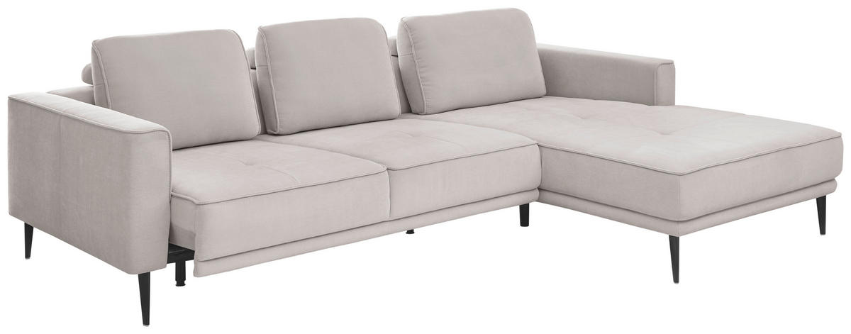 ECKSOFA Hellgrau Flachgewebe  - Hellgrau/Schwarz, KONVENTIONELL, Textil/Metall (279/193cm) - SetOne by Musterring
