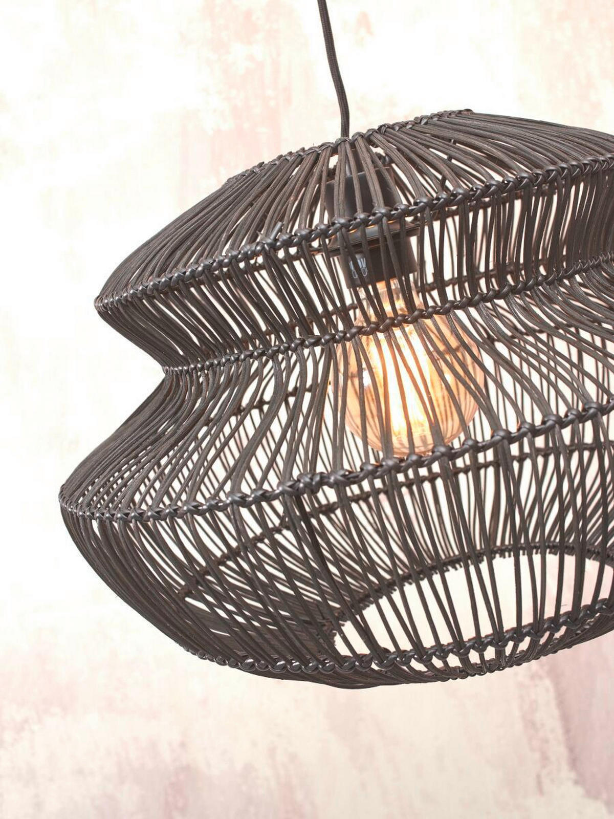 HÄNGLAMPA GOOD&MOJO  40/30 cm  - svart, Trend, naturmaterial (40/30cm) - Good & Mojo