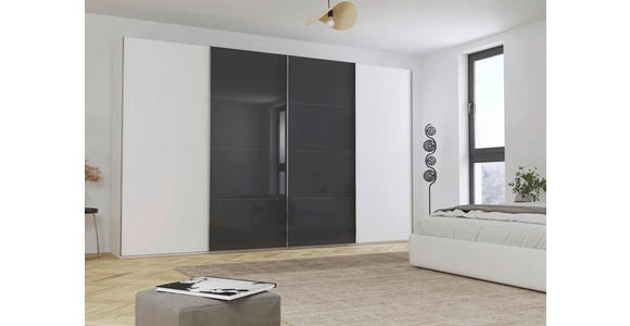 SCHWEBETÜRENSCHRANK 361/235/68 cm 4-türig - Chromfarben, KONVENTIONELL, Glas/Holzwerkstoff (361/235/68cm) - Novel