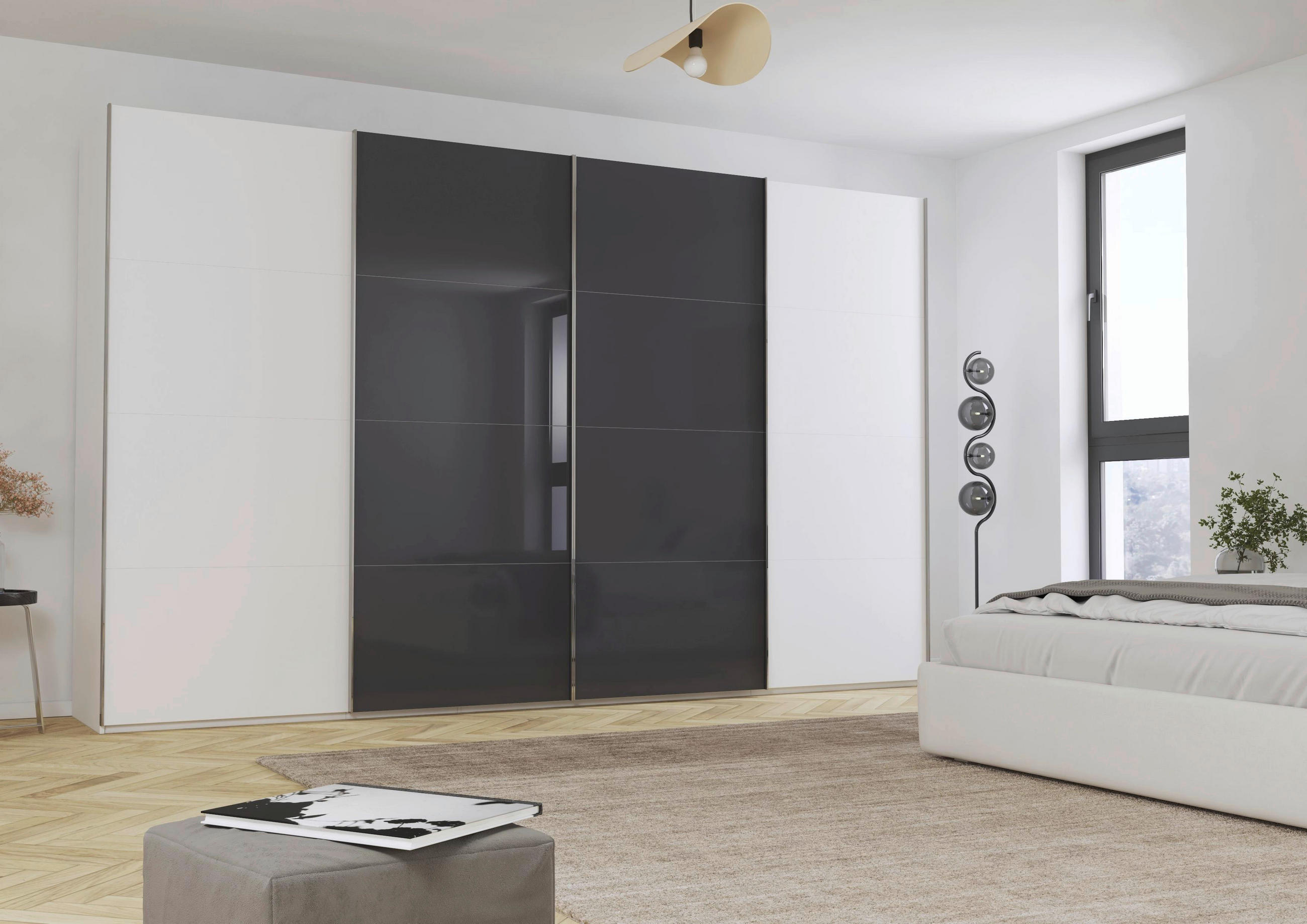 SCHWEBETÜRENSCHRANK 361/235/68 cm 4-türig  - Chromfarben, KONVENTIONELL, Glas/Holzwerkstoff (361/235/68cm) - Novel