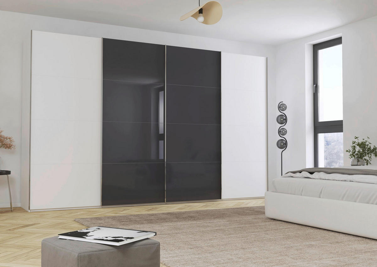 SCHWEBETÜRENSCHRANK 361/235/68 cm 4-türig  - Chromfarben, KONVENTIONELL, Glas/Holzwerkstoff (361/235/68cm) - Novel