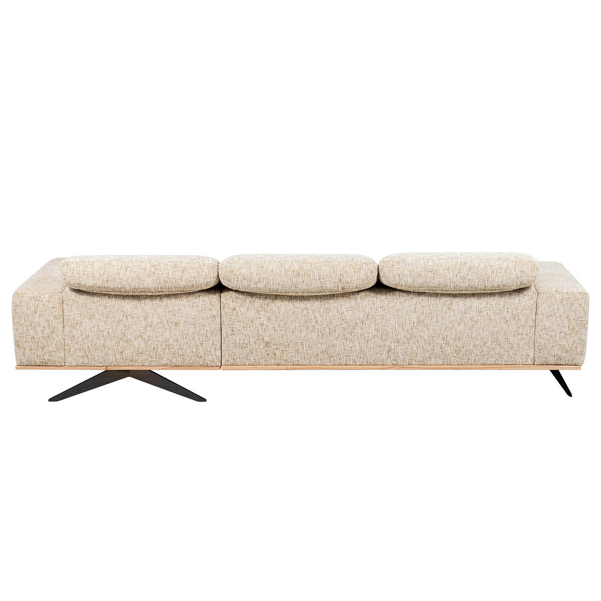 ECKSOFA PORTLAND in Struktur Beige Kopfteilverstellung  295/187 cm  - Beige/Schwarz, Design, Holz/Textil (295/187cm) - Livetastic