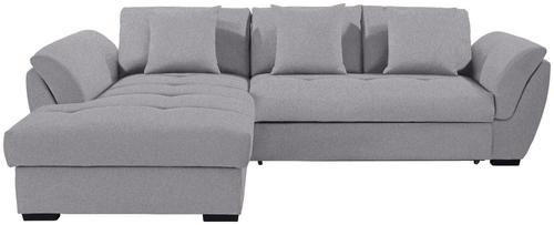 ECKSOFA Grau Webstoff  - Schwarz/Grau, Design, Kunststoff/Textil (187/278cm) - Livetastic