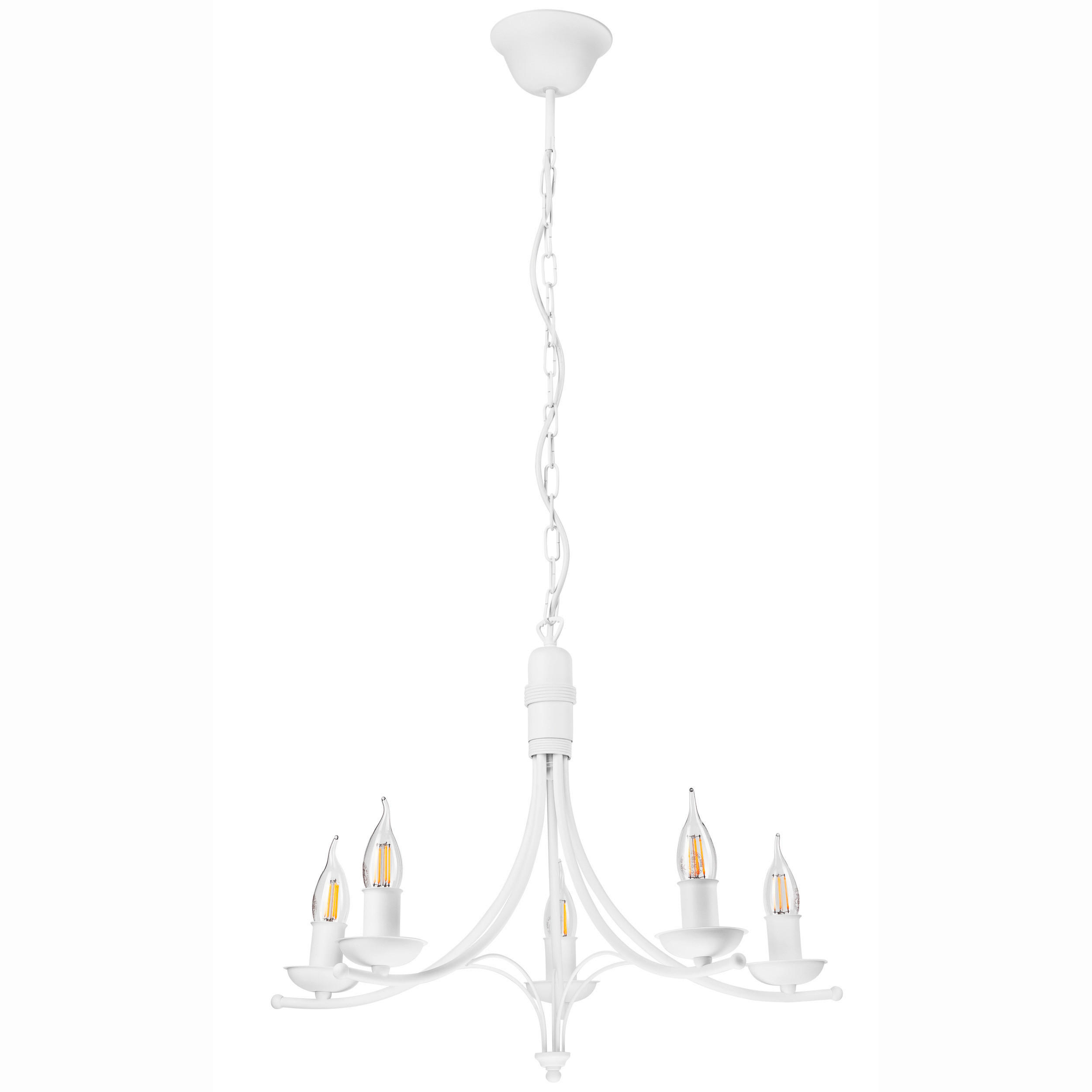 KRONLEUCHTER Lucy 58/100 cm   - Weiß Hochglanz, KONVENTIONELL, Metall (58/100cm)