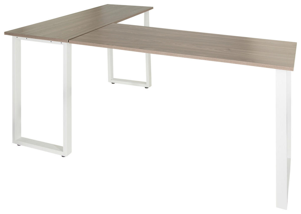 ECKSCHREIBTISCH 165/120/75 cm  in Grau, Weiß  - Weiß/Grau, Basics, Holzwerkstoff/Metall (165/120/75cm) - MID.YOU