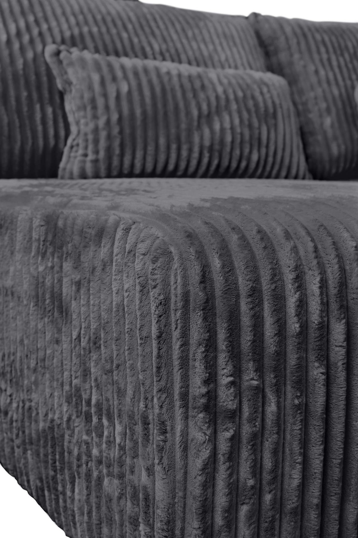 ECKSOFA in Cord Schwarz  - Schwarz, Modern, Holz/Textil (145/210cm) - MID.YOU