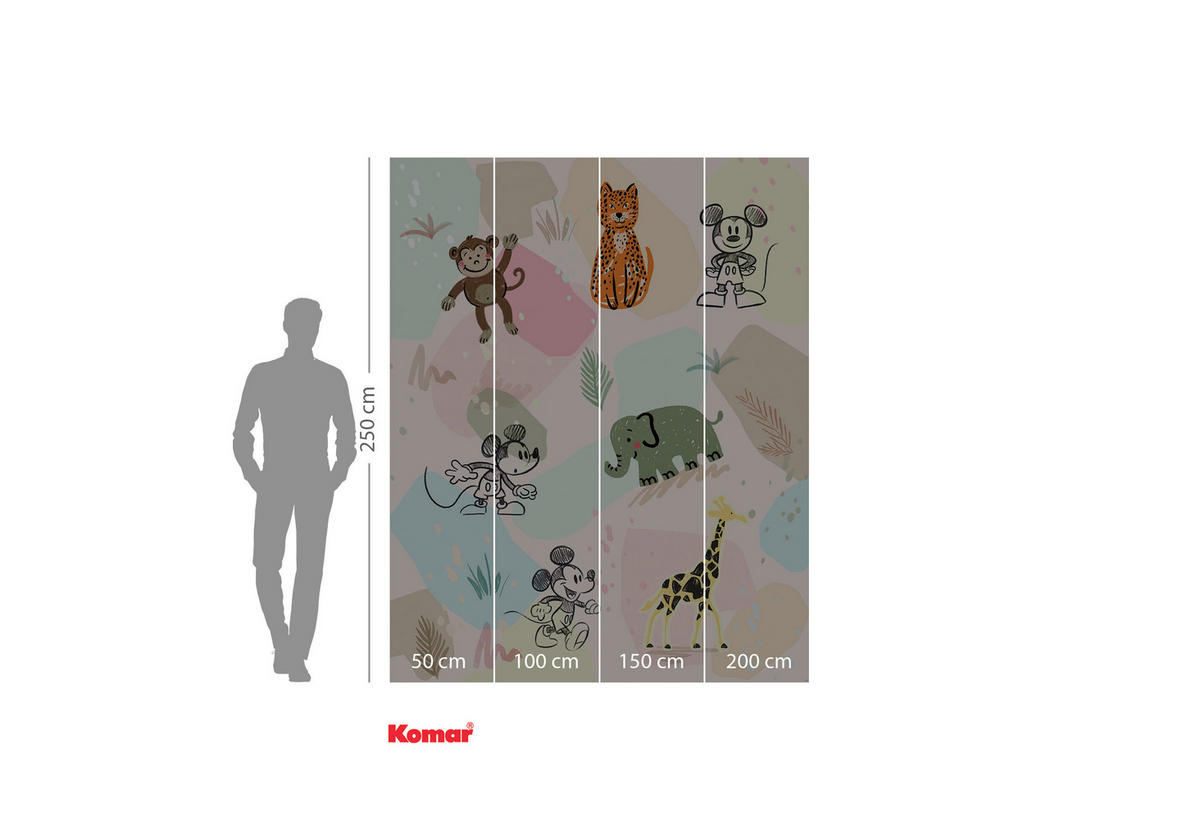 FOTOTAPETE MICKEY SAFARI  - Pastellblau, Design, Textil (200/250cm) - Disney