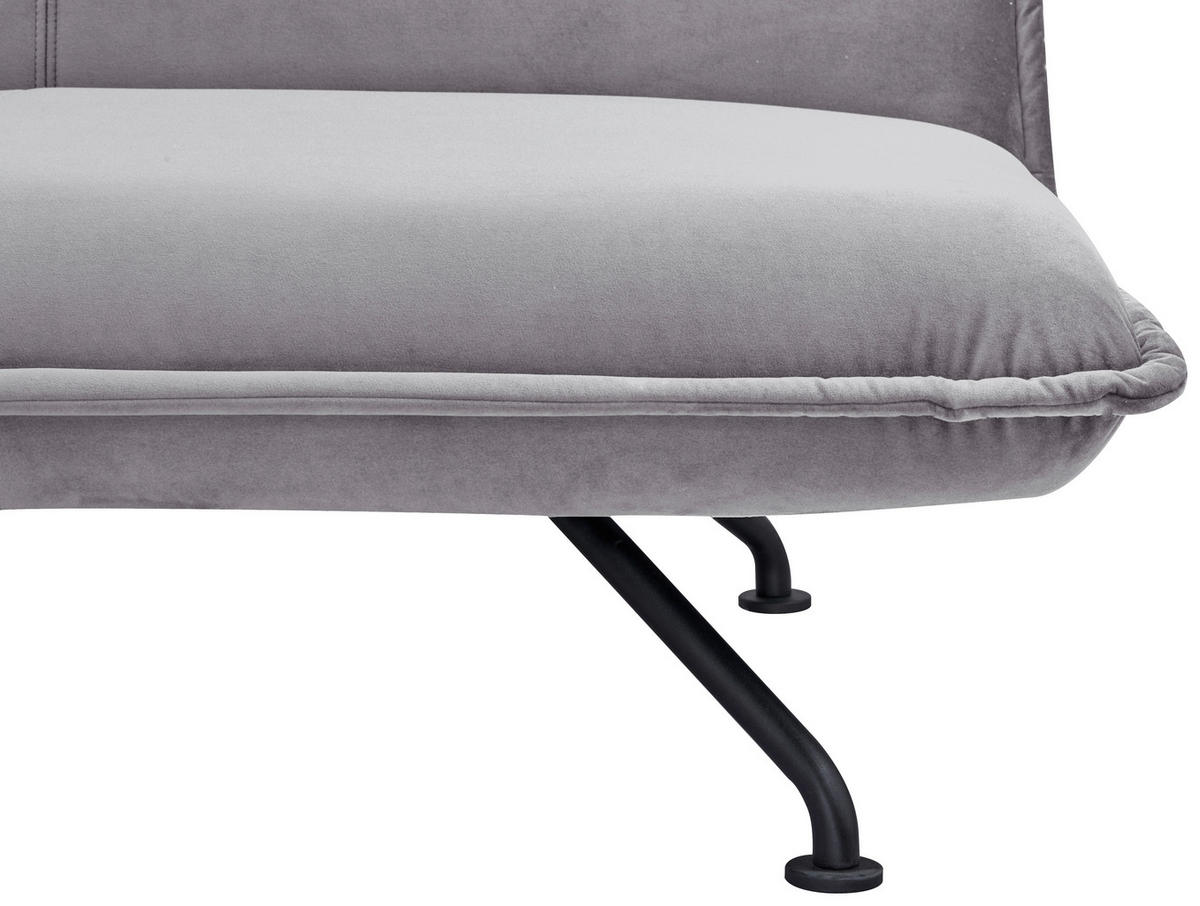 SCHLAFSOFA in Velours Grau  - Schwarz/Grau, MODERN, Textil/Metall (190/75/89cm) - MID.YOU