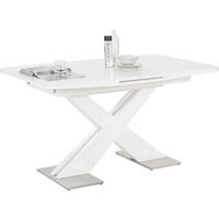 ESSTISCH 140-175/85/76 cm Nachbildung  Metall, Glas, Holzwerkstoff ausziehbar rechteckig Weiß Hochglanz  - Weiß Hochglanz/Weiß, Design, Glas/Holzwerkstoff (140-175/85/76cm) - Hom`in