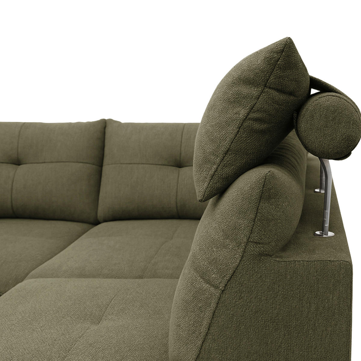 ECKSOFA SOLEI Grün Chenille Zierkissen, Bettkasten, Kopfstütze  - Schwarz/Grün, Design, Kunststoff/Textil (265/203cm) - MID.YOU