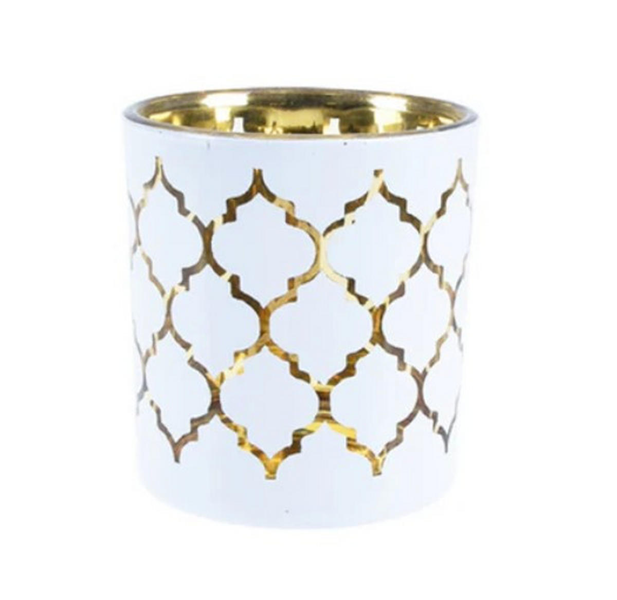 VÄRMELJUSHÅLLARE  - vit/guldfärgad, Basics, glas (7/8cm) - Best Price