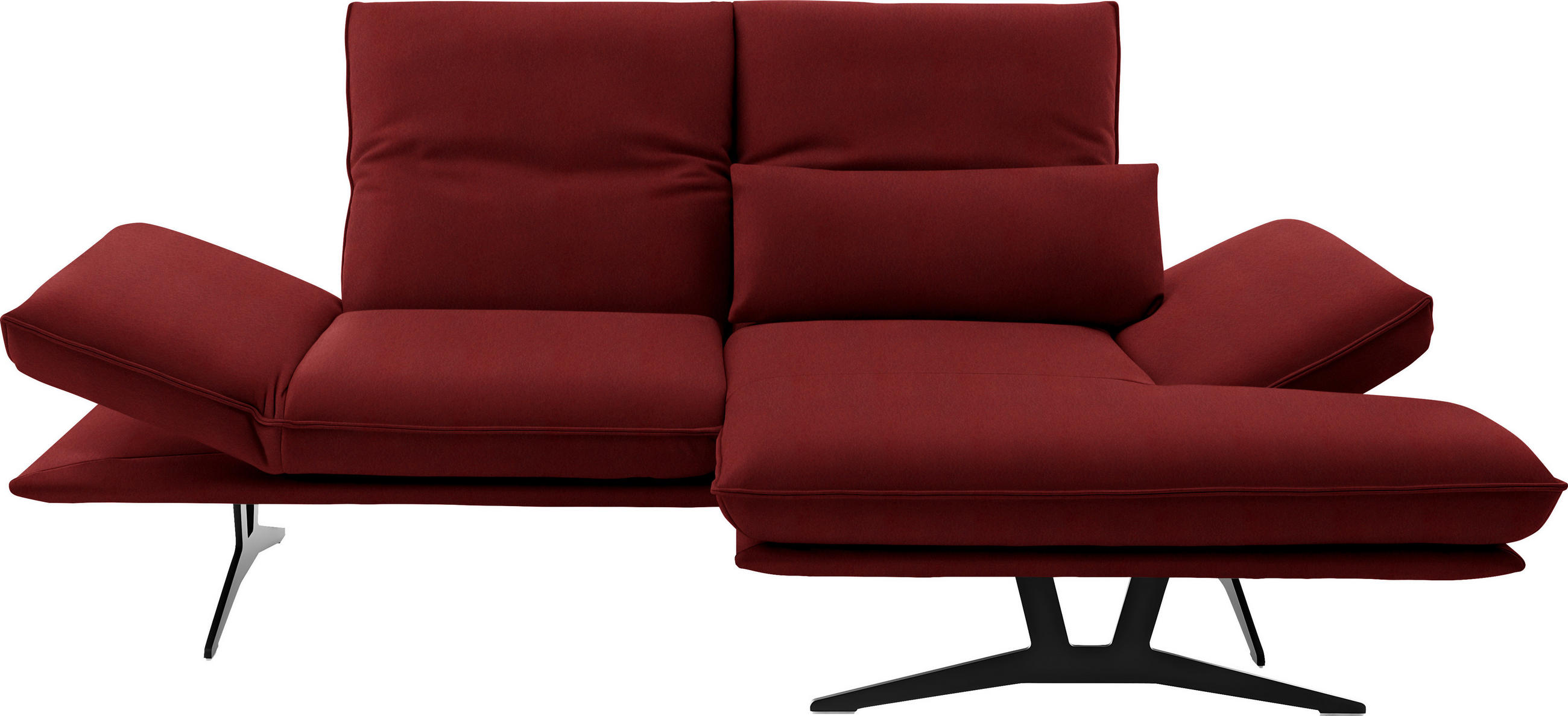 ECKSOFA in Echtleder Rot  210/130 cm  - Rot/Schwarz, Design, Leder/Metall (210/130cm) - Dieter Knoll