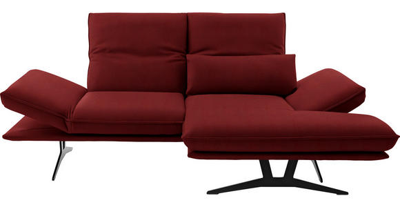 ECKSOFA in Echtleder Rot  - Rot/Schwarz, Design, Leder/Metall (210/130cm) - Dieter Knoll