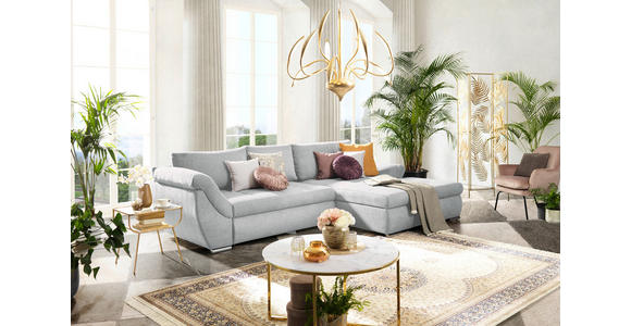 ECKSOFA Silberfarben Flachgewebe - Silberfarben, Design, Textil/Metall (306/174cm) - Carryhome