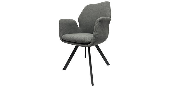 ARMLEHNSTUHL in Eisen Webstoff - Schwarz/Grau, Design, Textil/Metall (60/86,5/60cm) - Novel