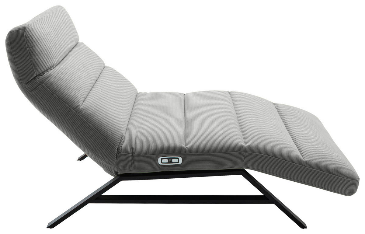 RELAXLIEGE in Feincord Grau  - Schwarz/Grau, Design, Textil/Metall (120/54-113/158-198cm) - Pure Home Lifestyle
