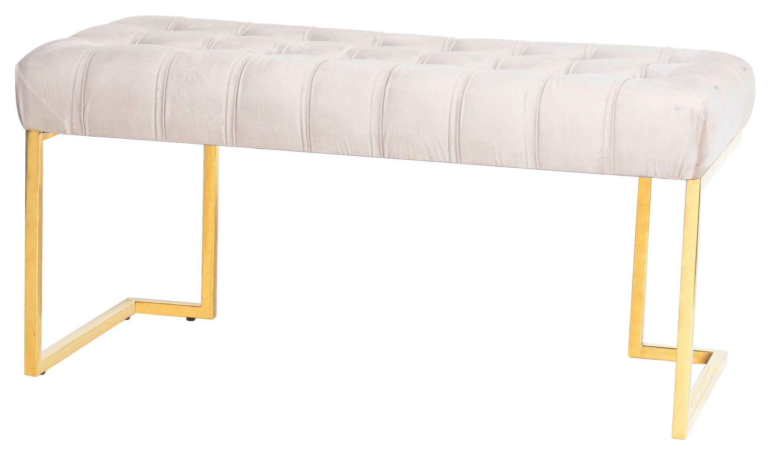 HOCKERBANK in Metall, Kunststoff Taupe, Goldfarben  - Taupe/Goldfarben, Design, Kunststoff/Metall (47/48/100cm) - Kayoom