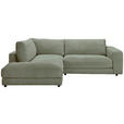ECKSOFA in Cord Dunkelgrün 224/265 cm - Dunkelgrün/Schwarz, Design, Kunststoff/Textil (224/265cm) - Hom`in