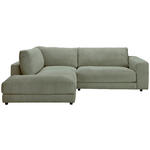 ECKSOFA in Cord Dunkelgrün  224/265 cm  - Dunkelgrün/Schwarz, Design, Kunststoff/Textil (224/265cm) - Hom`in