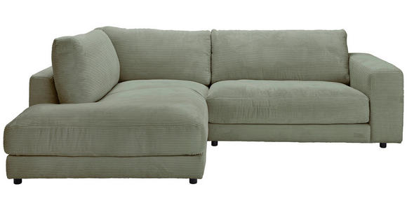 ECKSOFA in Cord Dunkelgrün 224/265 cm - Dunkelgrün/Schwarz, Design, Kunststoff/Textil (224/265cm) - Hom`in