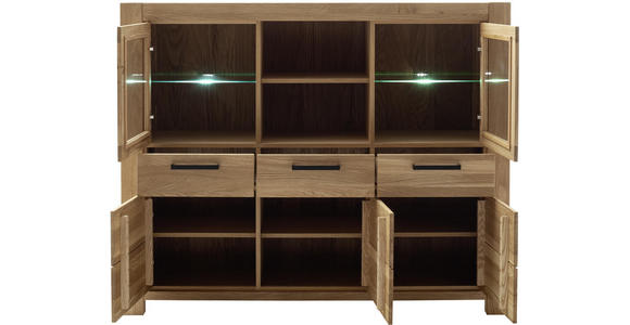 HIGHBOARD 172/140/45 cm  - Wildeiche/Schwarz, Natur, Glas/Holz (172/140/45cm) - Carryhome