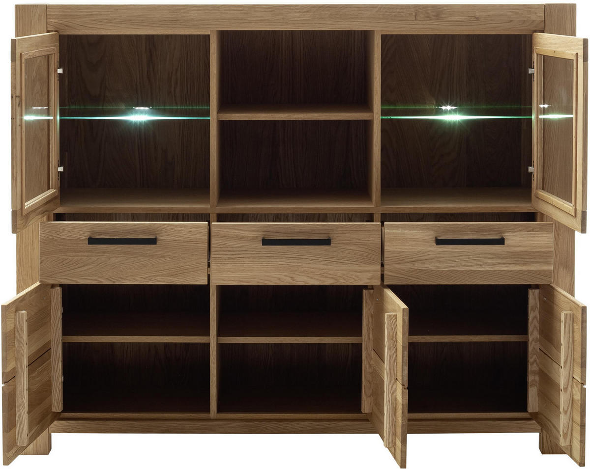 HIGHBOARD  in 172/140/45 cm  - Wildeiche/Schwarz, Natur, Glas/Holz (172/140/45cm) - Carryhome