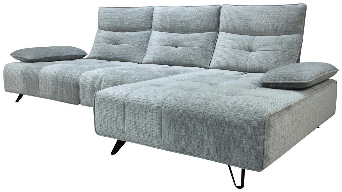 ECKSOFA Hellgrau Chenille  - Hellgrau/Schwarz, Design, Kunststoff/Textil (314/162cm) - Livetastic