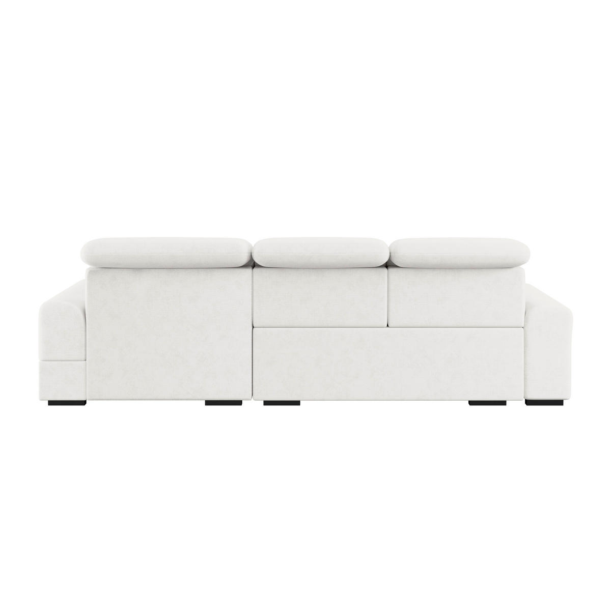 ECKSOFA Weiß Chenille Rücken echt, Kopfteilverstellung  - Schwarz/Weiß, KONVENTIONELL, Holz/Textil (286/203cm) - MID.YOU