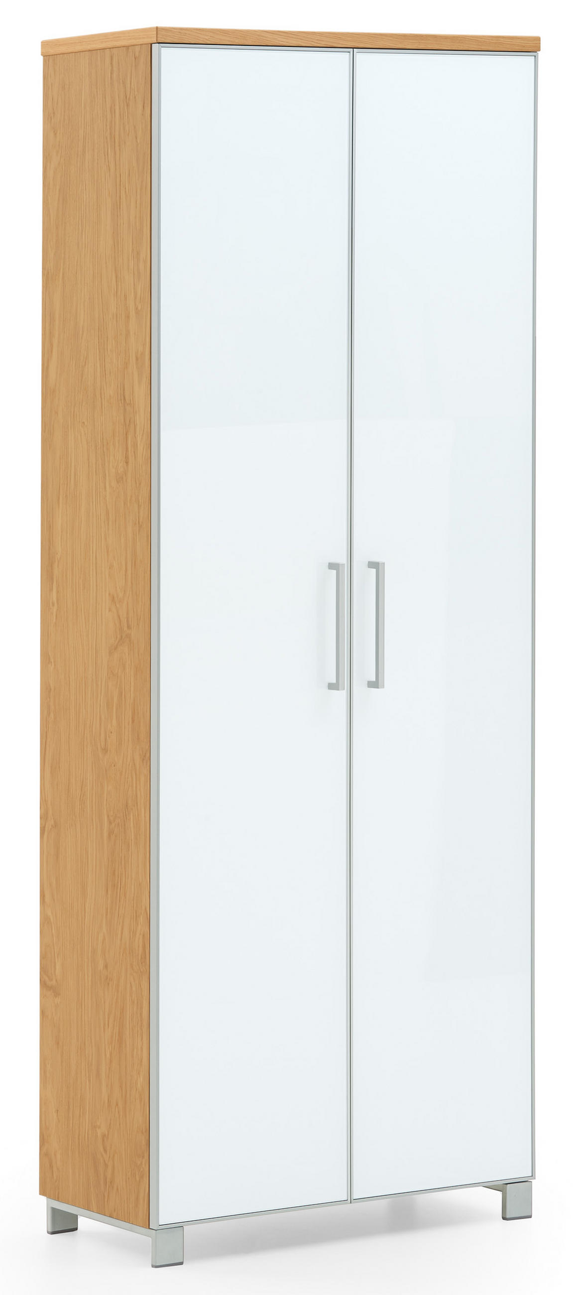GARDEROBE 6-teilig  in 260/193/40 cm  - Hellbraun/Weiss, Design, Glas/Holz (260/193/40cm)
