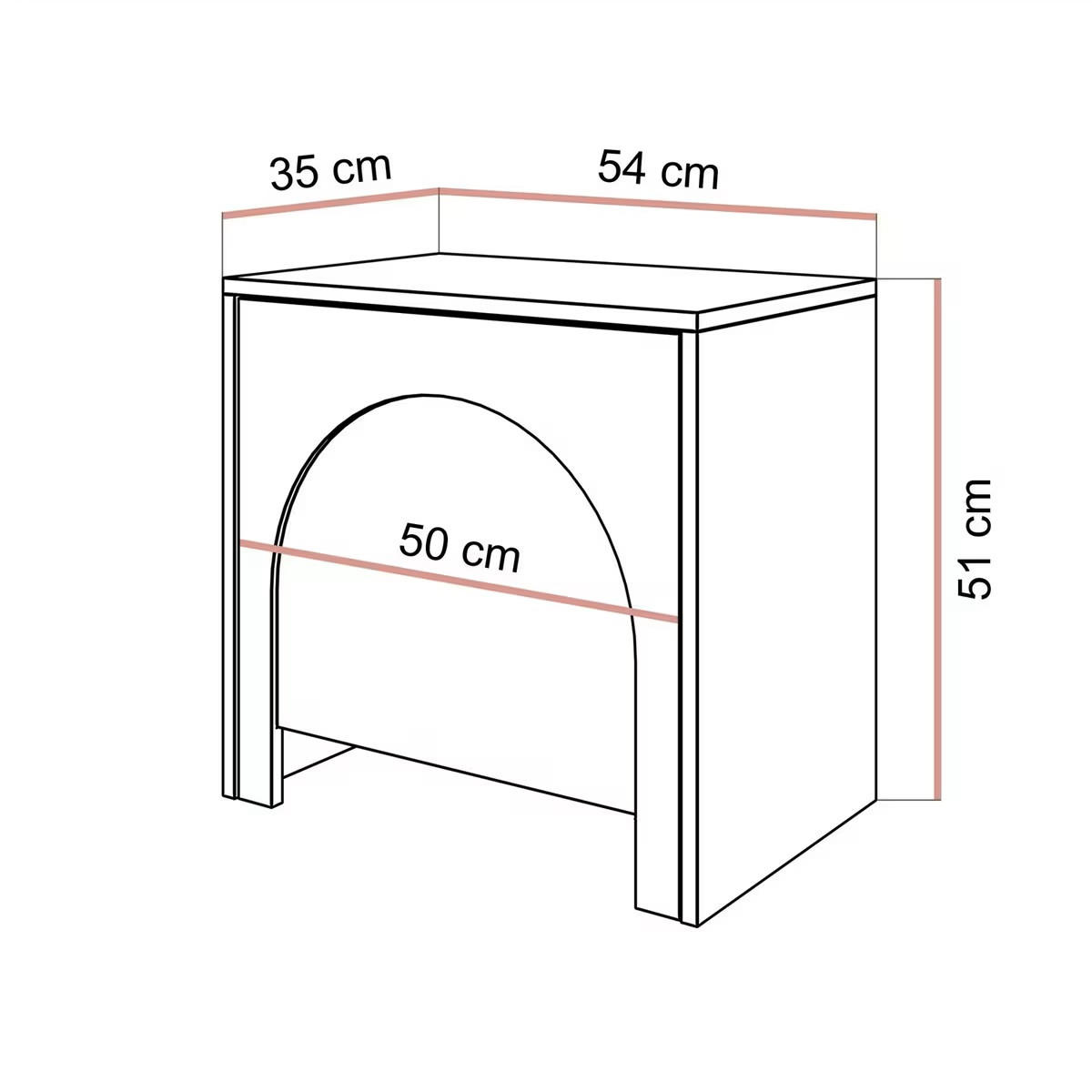 NACHTSCHRANK 53,5/51/35 cm  - Kaschmir, Design, Holzwerkstoff (53,5/51/35cm) - Boxxx