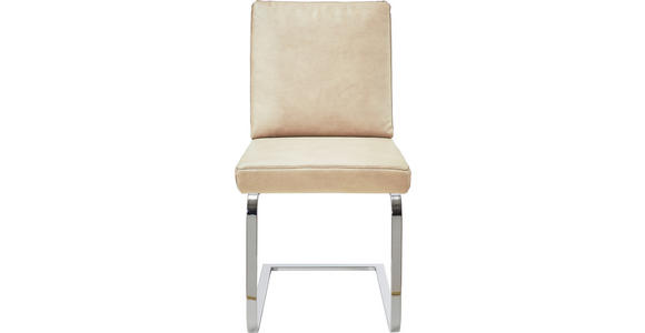 SCHWINGSTUHL  in Stahl Mikrofaser  - Chromfarben/Beige, Design, Textil/Metall (46/92/60cm) - Dieter Knoll