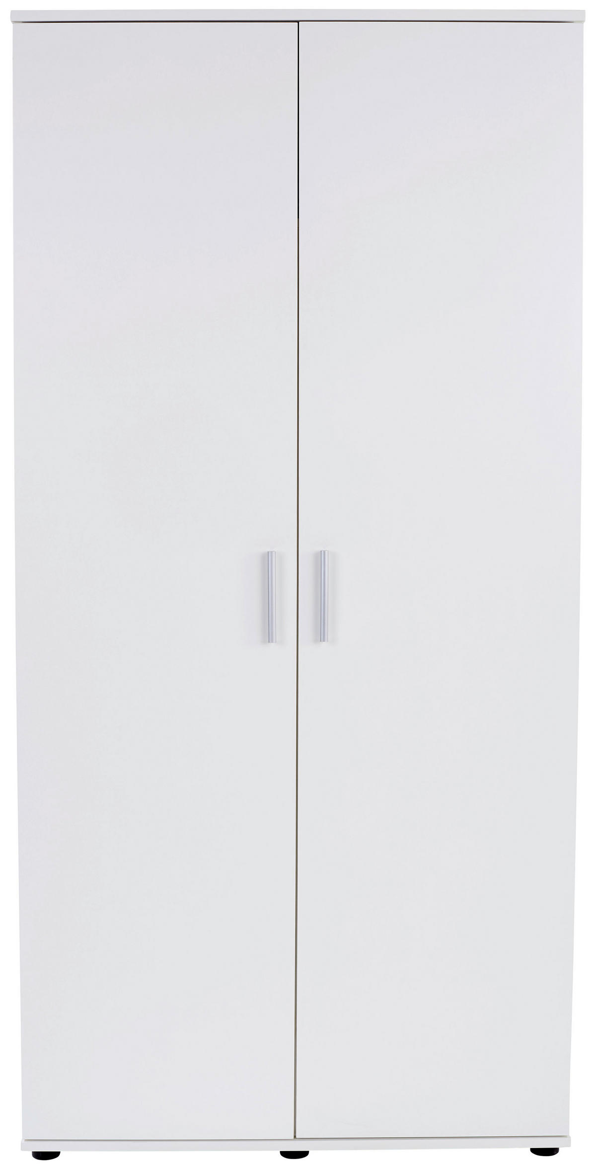 KLEIDERSCHRANK 2-türig Weiß  - Silberfarben/Weiß, KONVENTIONELL, Holzwerkstoff/Kunststoff (90/191,1/55cm) - MID.YOU