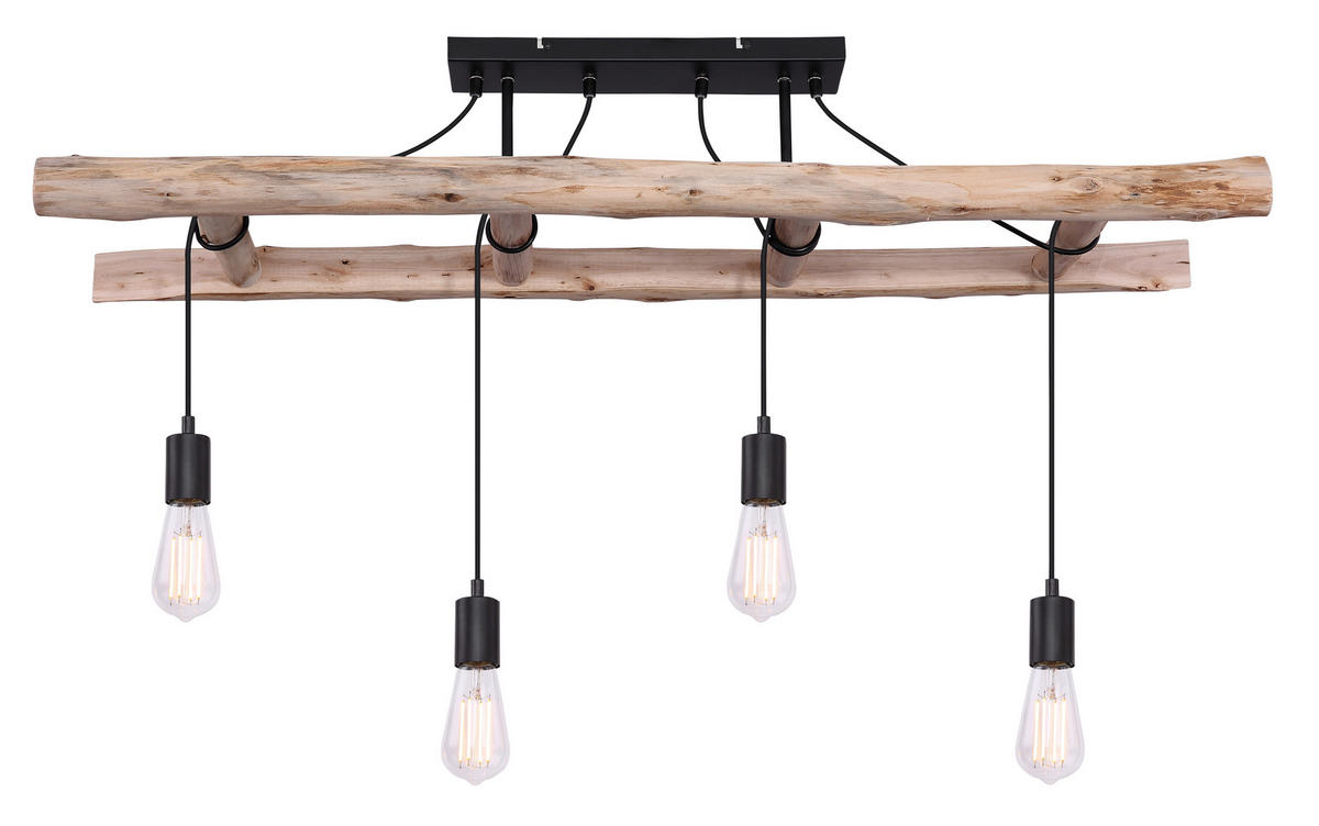 HÄNGELEUCHTE 115/30/80 cm  - Schwarz/Naturfarben, Natur, Holz/Metall (115/30/80cm) - Globo
