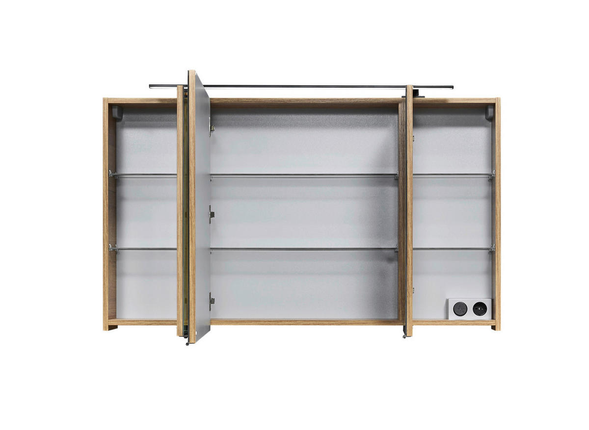 SPIEGELSCHRANK 120/70,3/17 cm  - Chromfarben/Eichefarben, MODERN, Glas/Holzwerkstoff (120/70,3/17cm) - Sadena