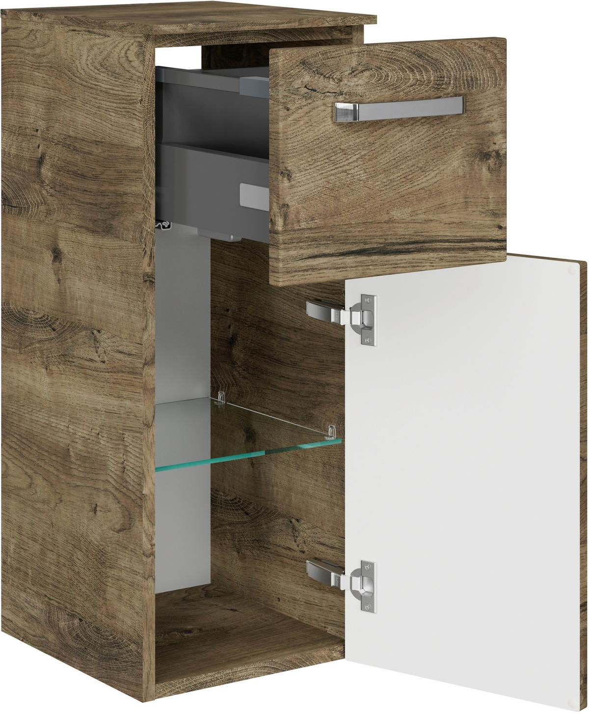 UNTERSCHRANK 30/73/33 cm   - Eiche dunkel/Chromfarben, KONVENTIONELL, Glas/Holzwerkstoff (30/73/33cm) - Sadena