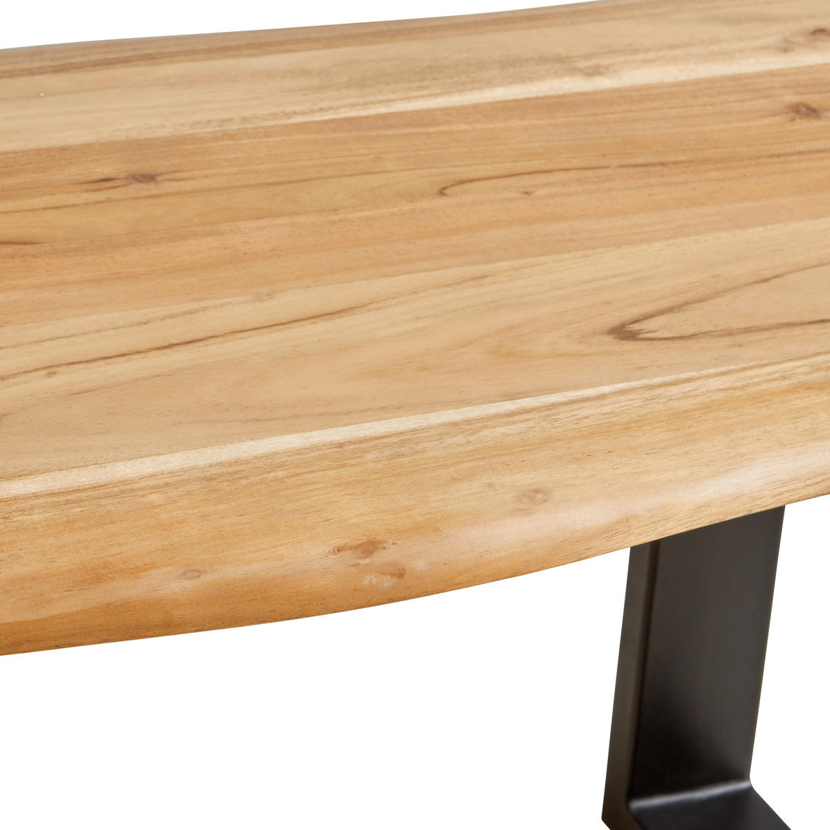 SITZBANK 200/45/45 cm Schwarz, Akaziefarben Akazie vollmassiv  - Schwarz/Akaziefarben, Basics, Holz/Metall (200/45/45cm) - MID.YOU