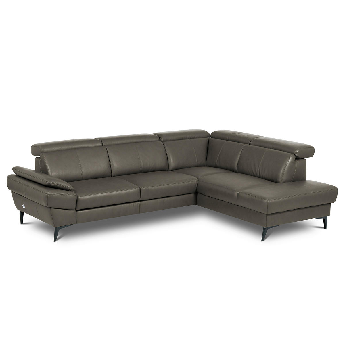 ECKSOFA  in Lederlook Echtleder Schlammfarben  - Schlammfarben/Schwarz, Design, Leder/Textil (264/211cm) - Livetastic