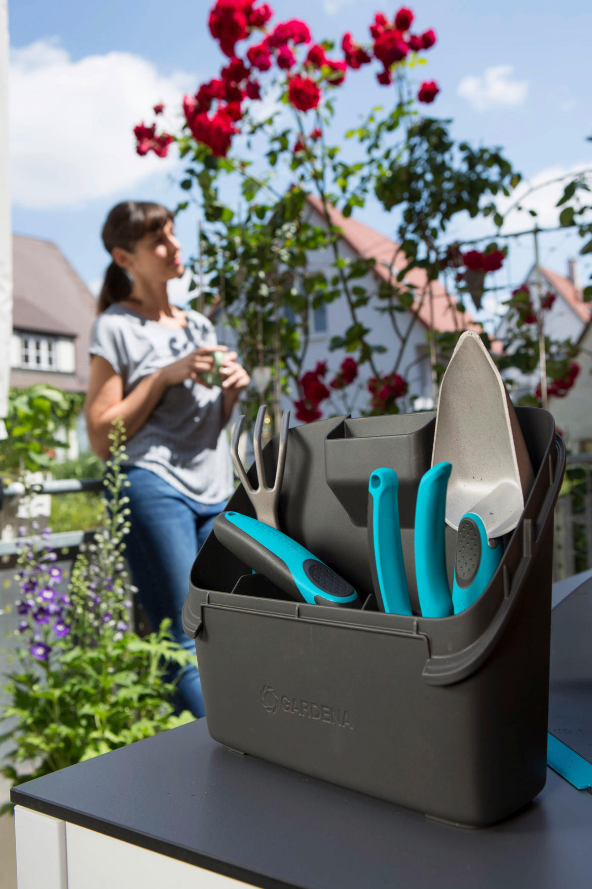 BALKON BOX - Blau/Anthrazit, Basics, Kunststoff/Metall (28/12/27cm) - Gardena