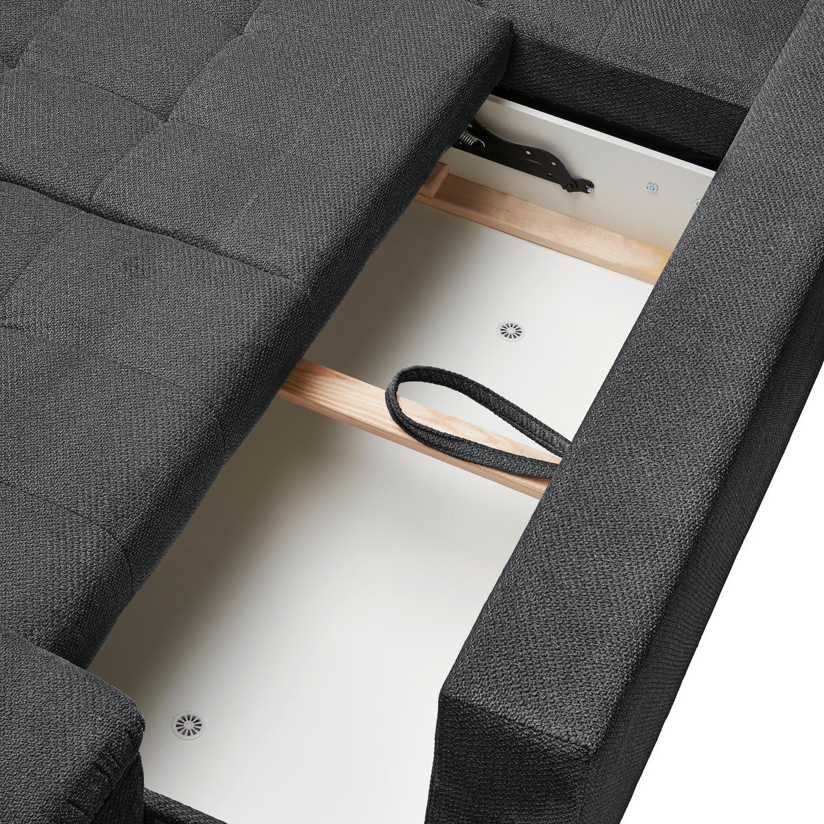 ECKSOFA Dunkelgrau Webstoff  - Dunkelgrau/Schwarz, KONVENTIONELL, Kunststoff/Textil (162/282cm) - Carryhome