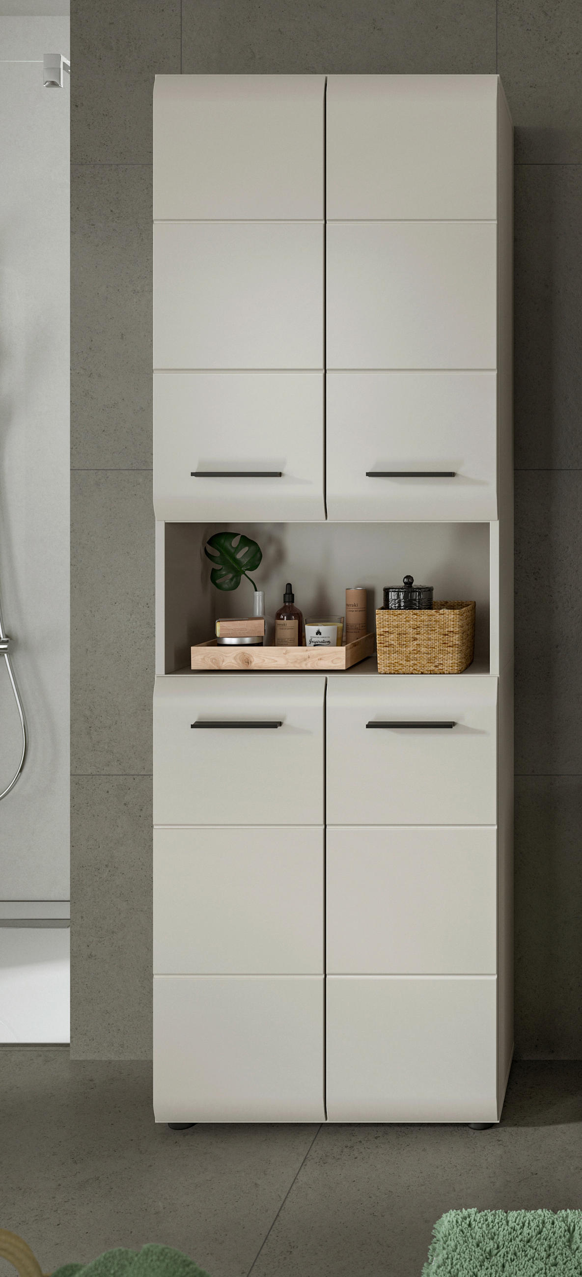 HOCHSCHRANK 60/185/30 cm  - Kaschmir/Schwarz, Trend, Holzwerkstoff/Kunststoff (60/185/30cm) - MID.YOU