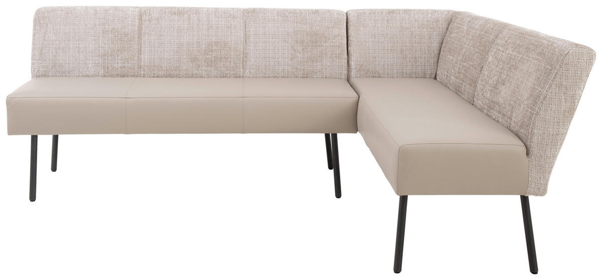 ECKBANK 235/167 cm beflockt Echtleder Creme, Beige Metall   - Anthrazit/Beige, Design, Leder/Textil (235/167cm) - Bert Plantagie