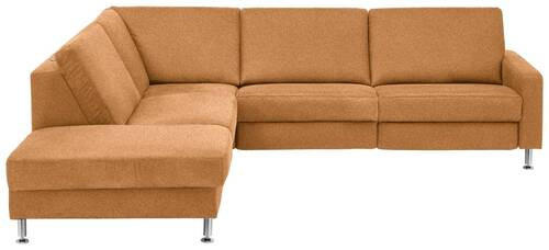 ECKSOFA in Mikrofaser Hellbraun  - Hellbraun/Alufarben, Design, Textil/Metall (242/275cm) - Dieter Knoll