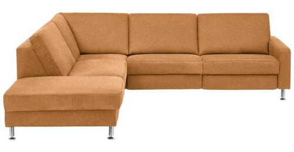 ECKSOFA in Mikrofaser Hellbraun 242/275 cm - Hellbraun/Alufarben, Design, Textil/Metall (242/275cm) - Dieter Knoll