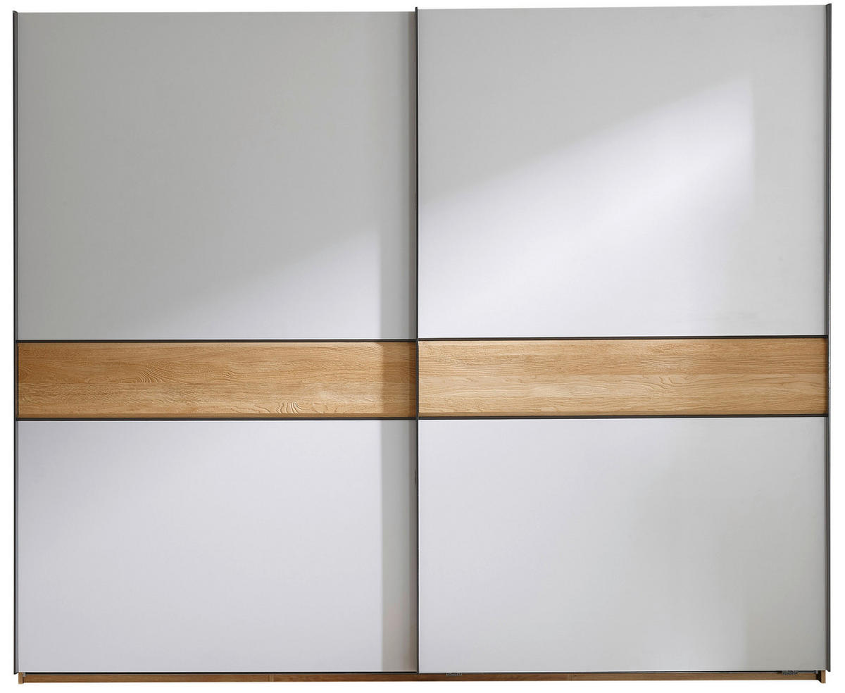 SCHWEBETÜRENSCHRANK  in Eichefarben, Hellgrau  - Eichefarben/Hellgrau, Design, Holz/Holzwerkstoff (240/225,5/60cm) - Xora