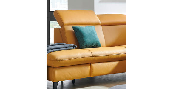 ECKSOFA in Echtleder Gelb  - Gelb/Schwarz, Design, Leder/Metall (285/239cm) - Cantus