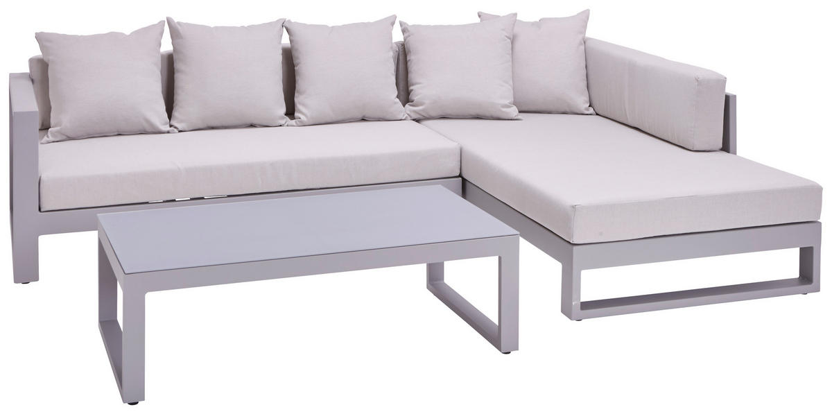 Set Lounge  248/180 cm   - gri deschis, Design, sticlă/metal (248/180cm) - Amatio