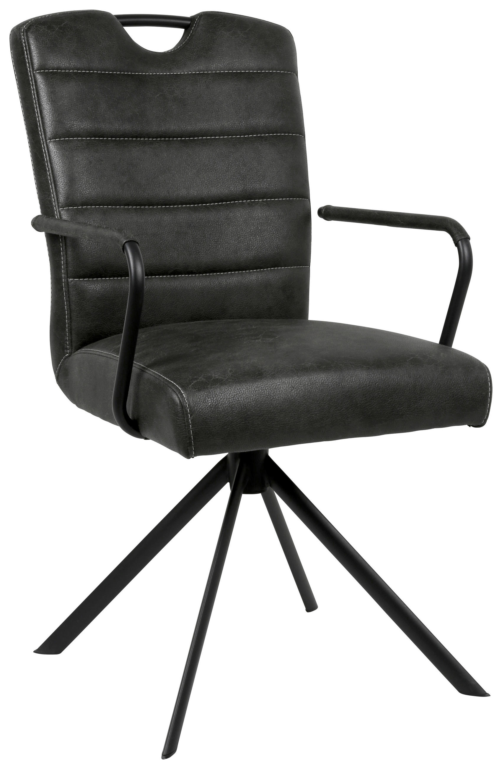 ARMLEHNSTUHL  in Mikrofaser  - Schwarz, Design, Textil/Metall (50/92,5/62cm) - Ambia Home
