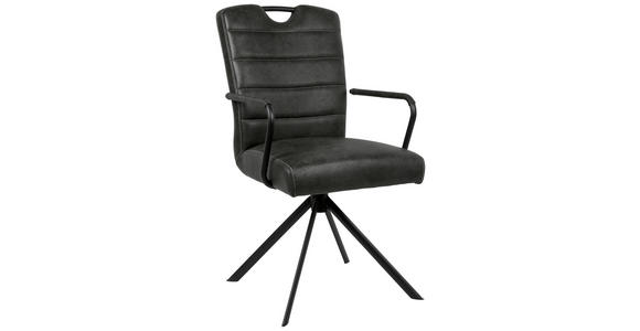 ARMLEHNSTUHL in Mikrofaser - Schwarz, Design, Textil/Metall (50/92,5/62cm) - Ambia Home