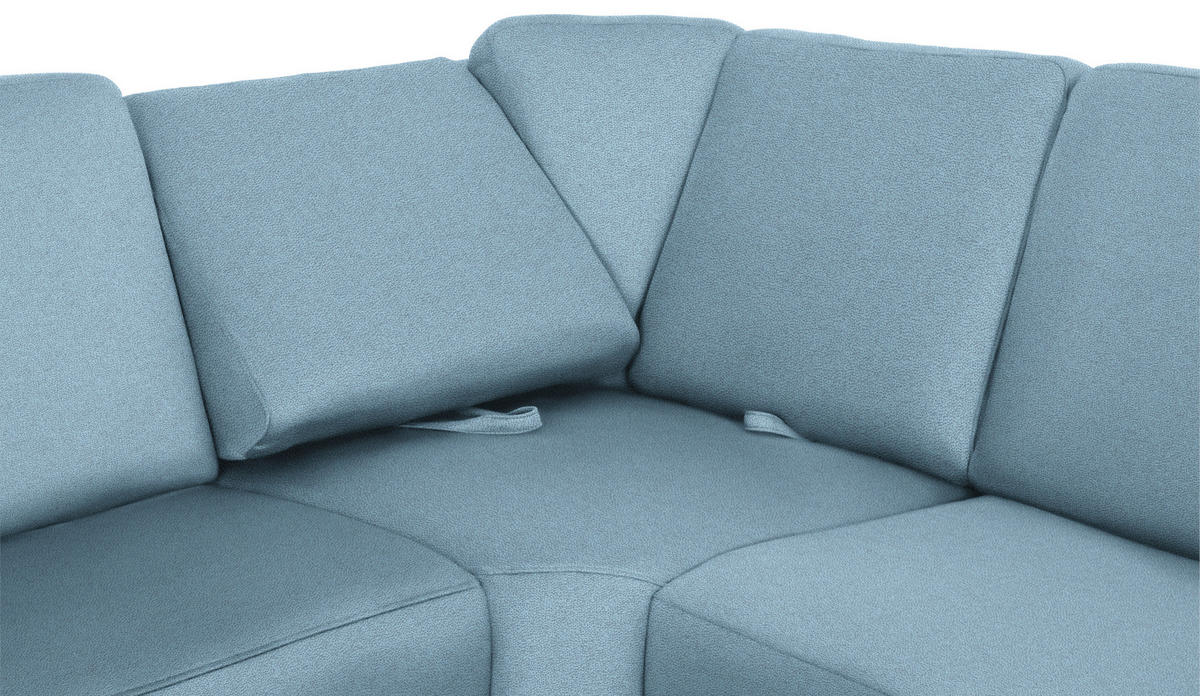 WOHNLANDSCHAFT Hellblau Flachgewebe  - Chromfarben/Hellblau, KONVENTIONELL, Textil/Metall (163/330/240cm) - Beldomo System